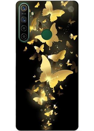 Силіконовий чохол бампер для realme 5i з малюнком золоті метелики