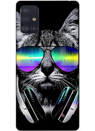Силіконовий чохол бампер для samsung a71 galaxy a715 з малюнком музичний кіт