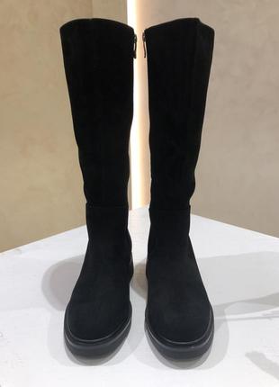 Чоботи жіночі зимові замшеві чорні на низькому ходу з хутром hf2354-7242bm-a189 brokolli 32152 фото