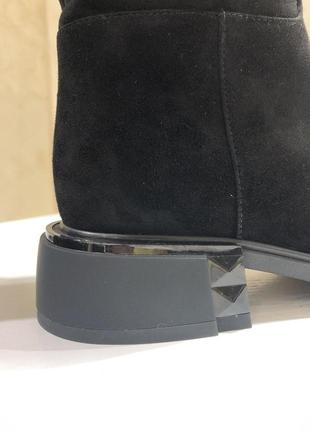Сапоги женские зимние черные на низком каблуке натуральная замша + цигейка h2337-7253bm-a189 brokolli 33078 фото