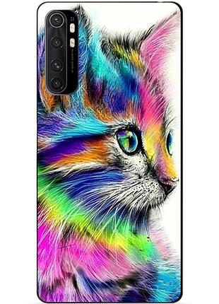 Силіконовий бампер чохол для xiaomi mi note 10 lite з малюнком акварельний котик