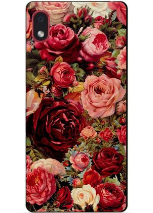Силиконовый бампер чехол для samsung a01 core с рисунком красные розы