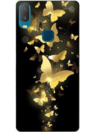 Силіконовий бампер чохол для vivo y11 з малюнком золоті метелики