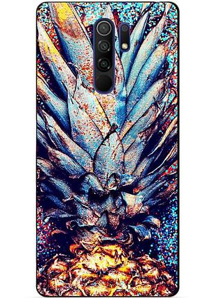 Силиконовый бампер чехол для xiaomi redmi 9 с рисунком ананас