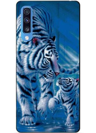 Силиконовый чехол бампер для samsung a70 с рисунком тигры
