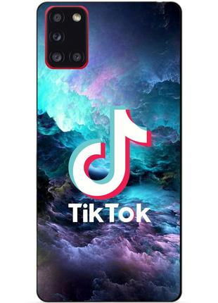 Силиконовый бампер чехол для samsung a31 с рисунком tik tok