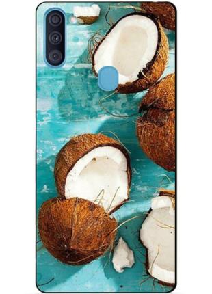 Силиконовый бампер чехол для samsung a11 с рисунком кокосы1 фото