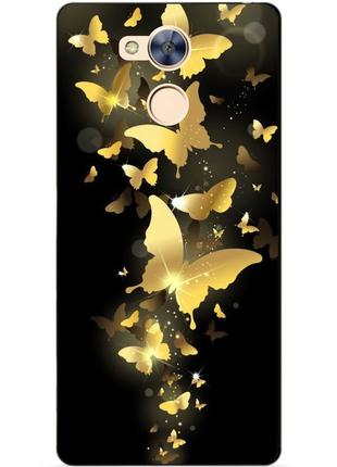 Бампер чохол силіконовий для huawei honor 6a з малюнком золоті метелики