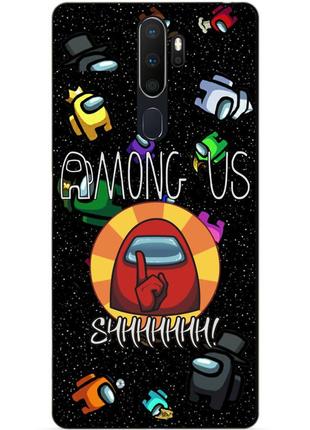Силиконовый бампер чехол для oppo a5 2020 с рисунком among us