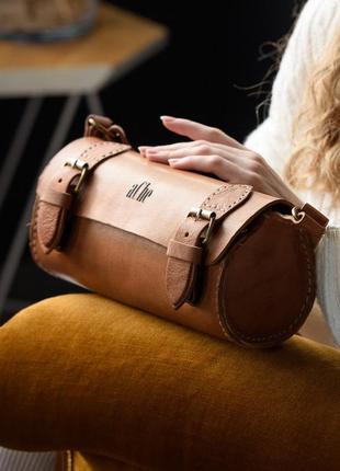 Шкіряна жіноча світло-коричнева сумка gelu ma1 фото