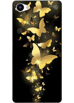 Чехол силиконовый бампер для meizu u20 с рисунком золотые бабочки