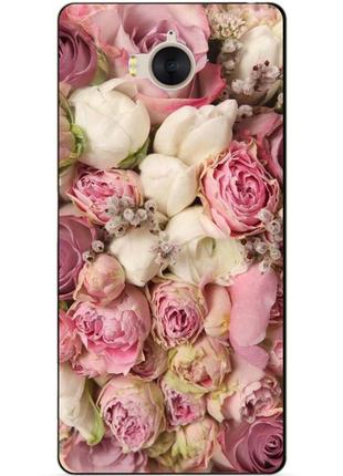 Чохол силіконовий для huawei y5 2017 з картинкою рожеві півонії