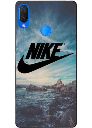 Силиконовый бампер чехол для huawei p smart plus с рисунком nike