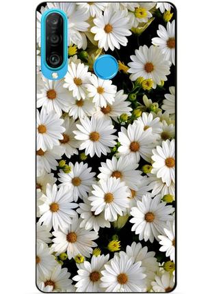 Силиконовый бампер чехол для huawei p30 lite с рисунком ромашки