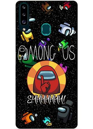 Силиконовый бампер чехол для samsung a20s 2019 galaxy a207f с рисунком among us