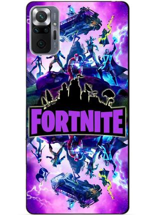 Силиконовый бампер чехол для xiaomi redmi note 10 pro с рисунком fortnite marvel