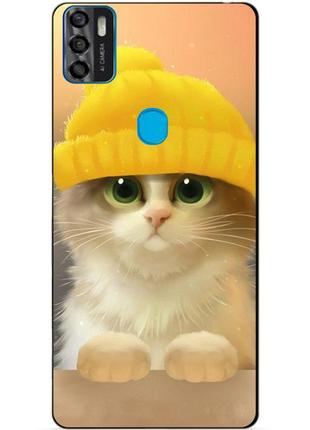 Силиконовый бампер чехол для zte blade a7s с рисунком котик в шапке