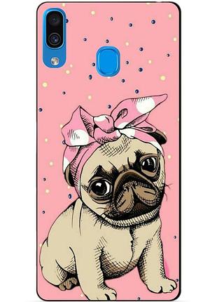 Бампер силіконовий чохол для samsung a30 з малюнком мопс у косинки