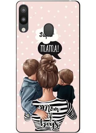 Силиконовый чехол для samsung m20 с рисунком mom of boys