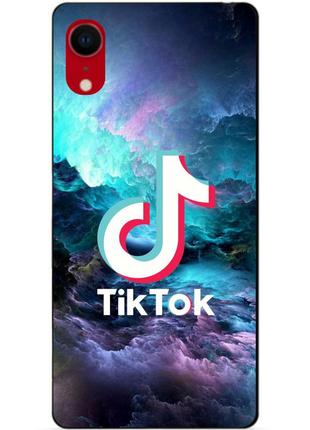 Силиконовый бампер чехол для iphone xr с рисунком tik tok