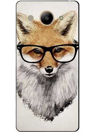 Силиконовый бампер чехол для huawei y3 2017 с рисунком лиса в очках