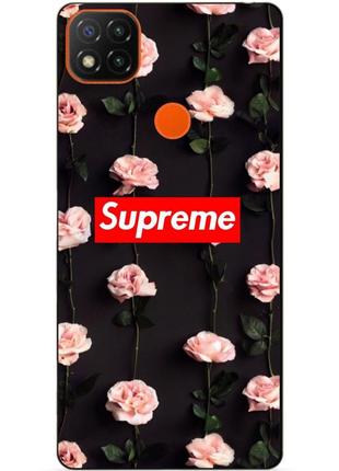 Силіконовий бампер чохол для Xiaomi redmi note 8t з малюнком supreme на трояндах