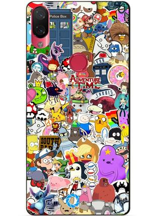 Силиконовый чехол для xiaomi mi play с рисунком стикеры мультяшки