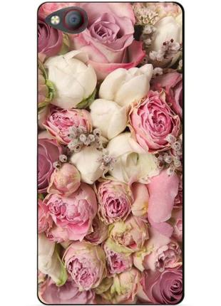 Чехол силиконовый для zte nubia m2 lite с рисунком розовые пионы