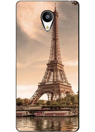 Чехол силиконовый бампер для meizu m3s с рисунком эйфелева башня