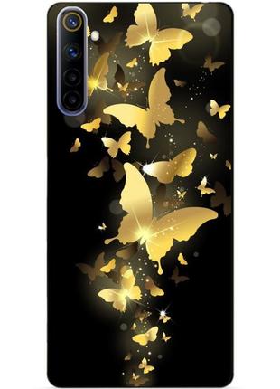 Силіконовий чохол бампер для realme 6 з малюнком золоті метелики