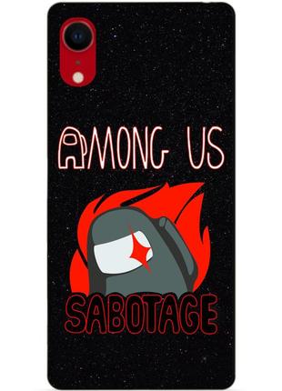 Силиконовый бампер чехол для iphone xr с рисунком саботаж among us