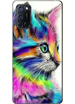 Силиконовый бампер чехол для oppo a52 с рисунком акварельный котик