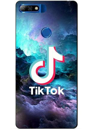 Силиконовый бампер чехол для huawei honor 7c pro с рисунком tik tok