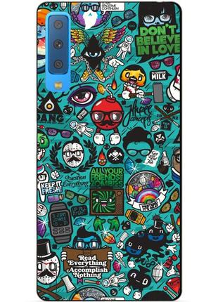 Силиконовый бампер для samsung a7 2018 galaxy a750 с рисунком стикеры