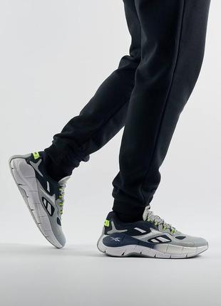 Мужские кроссовки reebok zig kinetica grey navy, мужские текстильные кеды рибок серые, мужская обувь3 фото