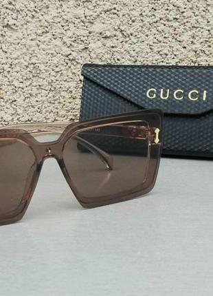 Gucci жіночі сонцезахисні окуляри великі коричневі1 фото