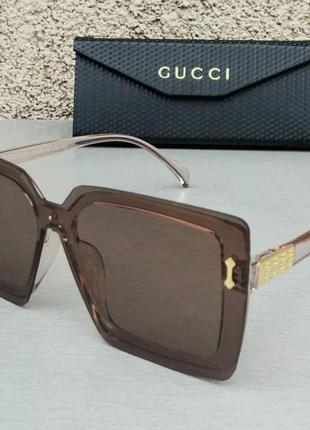 Gucci жіночі сонцезахисні окуляри великі коричневі3 фото