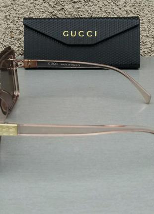 Gucci очки женские солнцезащитные большие коричневые4 фото