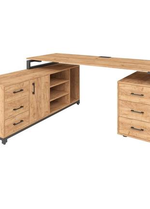 Офисный письменный стол руководителя loft details fl200b дуб крафт золотой