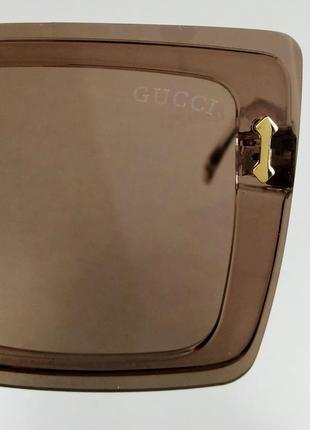 Gucci очки женские солнцезащитные большие коричневые9 фото