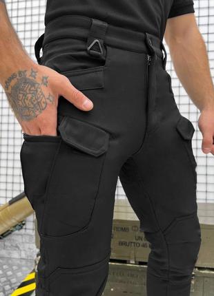 Штани чорні на флісі зимові теплі тактичні анатомічний крій3 фото