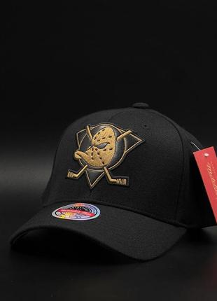 Оригінальна чорна кепка mitchell и ness anaheim ducks tko leather logo nhl