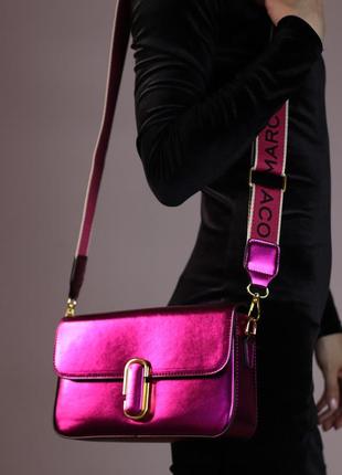 Женская сумка marc jacobs shoulder pink metallic, женская сумка, марк джейкобс, цвет розовый металлик3 фото