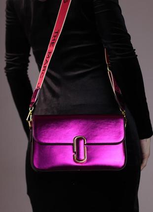 Женская сумка marc jacobs shoulder pink metallic, женская сумка, марк джейкобс, цвет розовый металлик5 фото