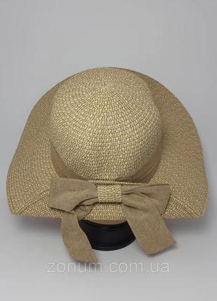 Соломенная пляжная шляпа 56-57 испания с льняным бантом.4 фото