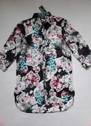 Классная блуза рубашка рукав 3/4 в цветочный принт george1 фото