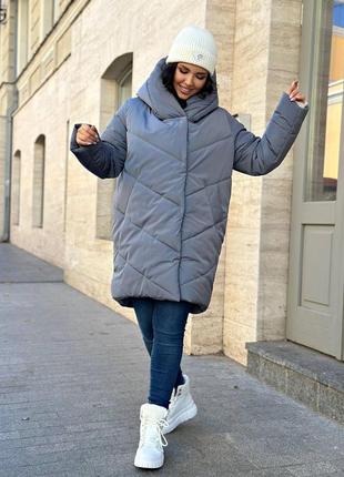 Куртка тепла зима женская с капюшоном 48+6 фото