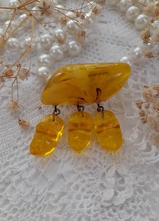 Брошка "сонячні черевички" срср імітація бурштину вінтаж радянська
