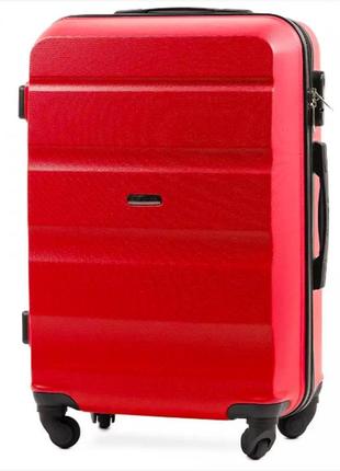 Большой чемодан на 4 колесах цвет красный пластиковый wings at 01 l качественный четырехколесный чемодан