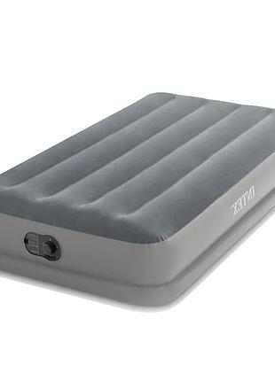 Надувне ліжко intex 64112, 99 х 191 х 30 см, вбудований електронасос від usb. односпальне